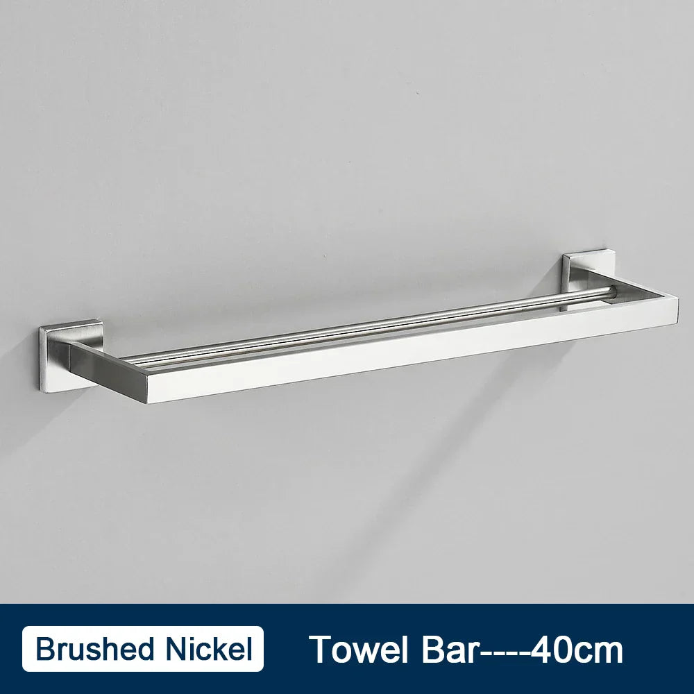 DecorBites™ Black Towel Rack Bar 40cm SUS304 Modern Gold Cloth Holder Wall Mounted