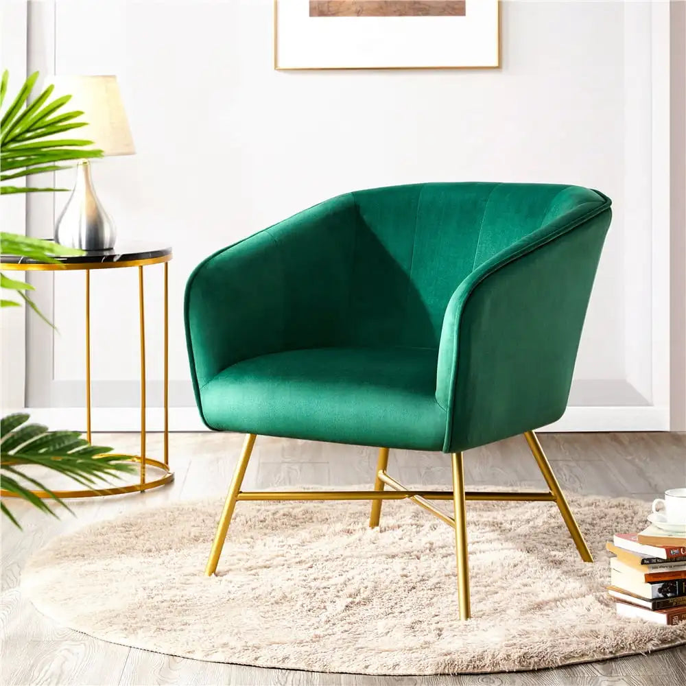 DecorBites™ Alden Design Velvet Club Accent Chair - Green Lounge Chair for Elegant Living Spaces