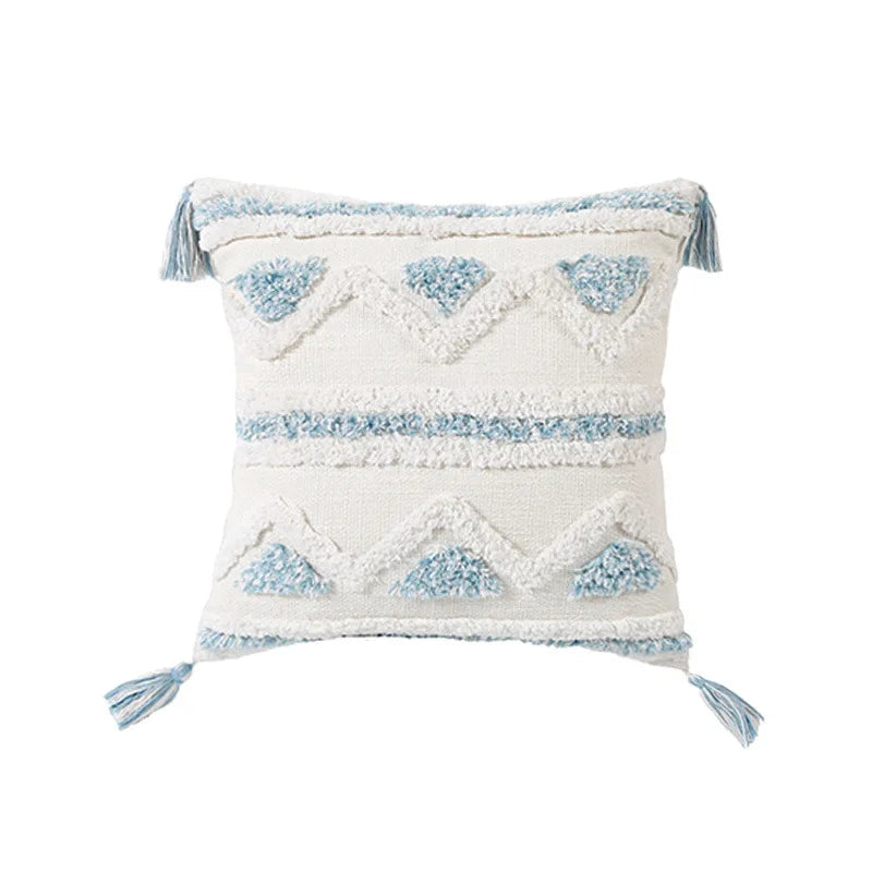 DecorBites™ Blue Geometric Tufted Long Waist Pillowcase Set, 30x100cm
