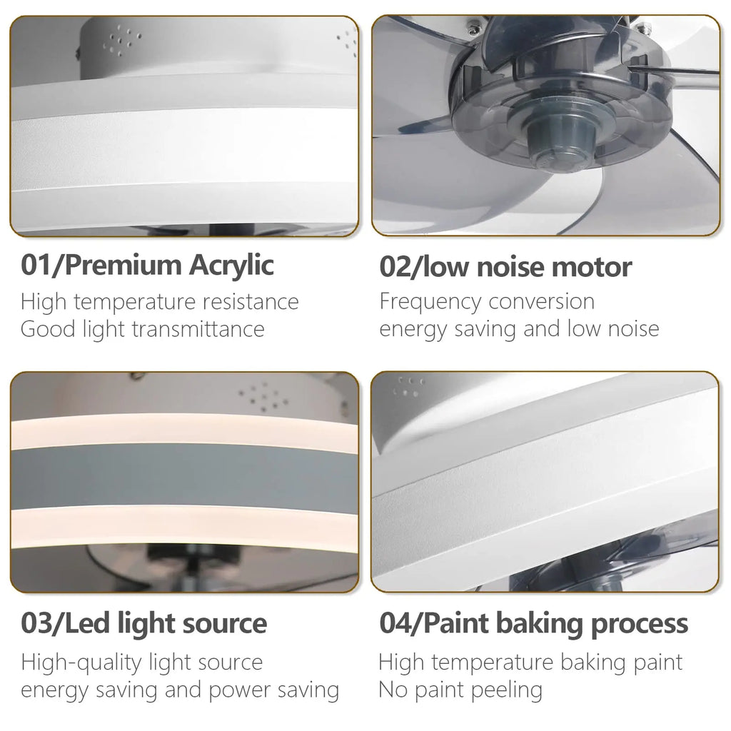 DecorBites™ LED Silent Ceiling Fan Light Control Modern Bedroom Living Room Indoor Decor