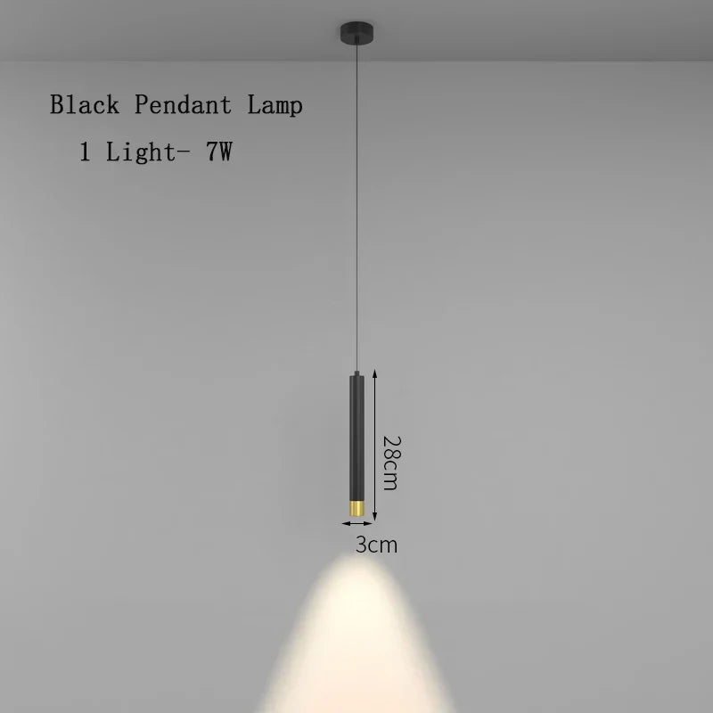 DecorBites™ Black Pendant Lamps: Modern Bedroom Lighting with Long Cable