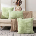 DecorBites™ Boho Faux Fur Plush Throw Pillow Covers, Cream White Luxury Soft Fluffy Decorative Pillowcase