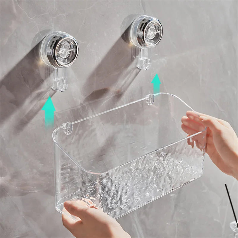 DecorBites™ Bathroom Shelf Suction Cup Storage Rack - Wall Mounted Draining Basket