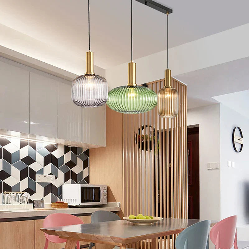 DecorBites™ Gray Glass LED Pendant Lights for Modern Nordic Home Decor