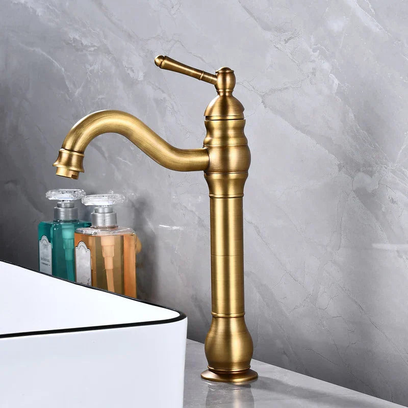 DecorBites™ Antique Brass Basin Faucet Single Hole Vessel Sink Mixer Tap - 4 Colors