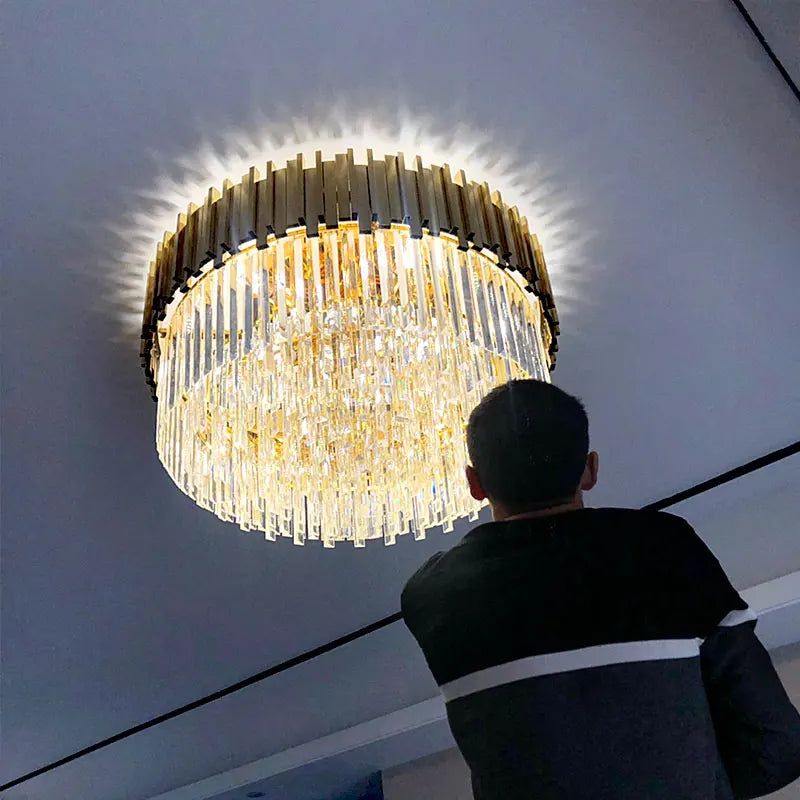 DecorBites™ Crystal Chandelier: Elegant Villa Pendant Lights for Living Room and Bedroom