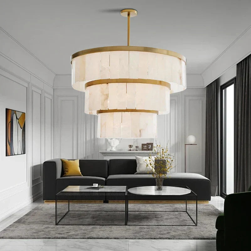 DecorBites™ Gold Marble Ceiling Pendant Light Round Elegant Luxury Hanging Lamp