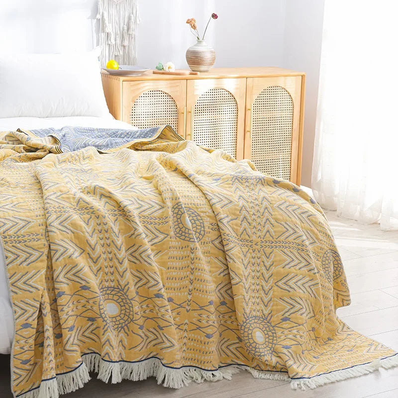 DecorBites™ 100% Cotton Nordic Throw Blanket - Soft Gauze Bedspread for Bedroom & Sofa