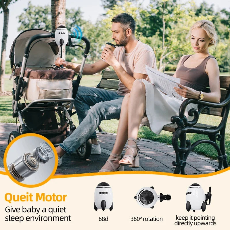 Portable automatic baby rocker, compatible with strollers, hands-free rocking function, with Bluetooth lullabies