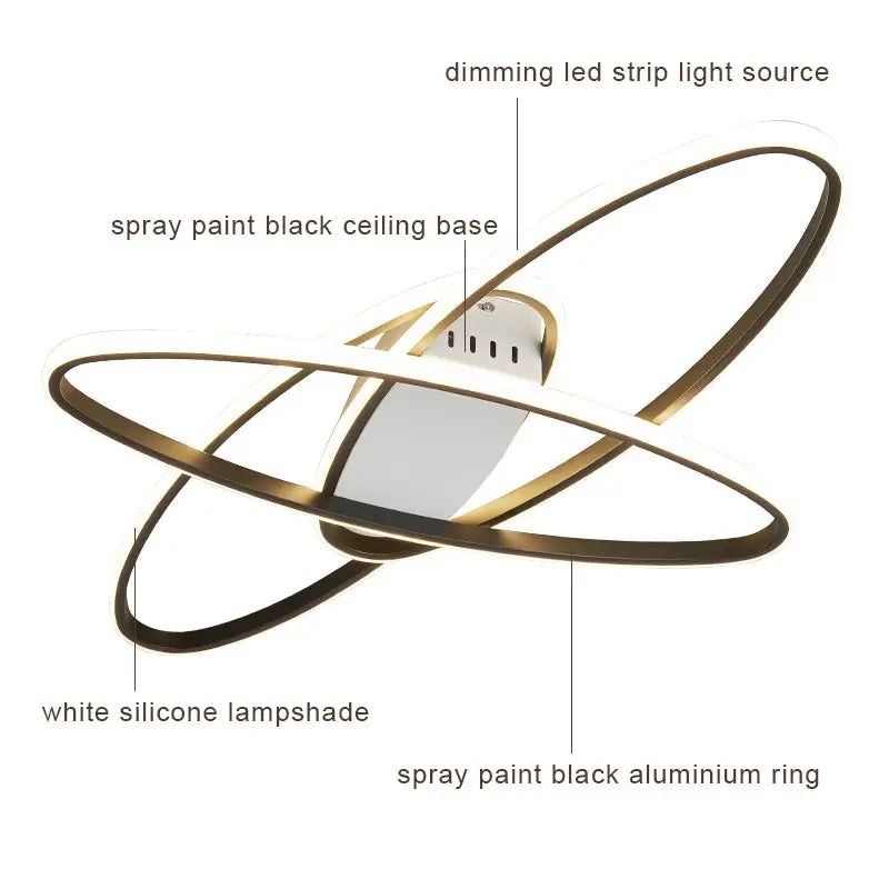 DecorBites™ Black LED Chandelier Ceiling Light Remote Control Fixture for Living Room, Bedroom & Kitchen
