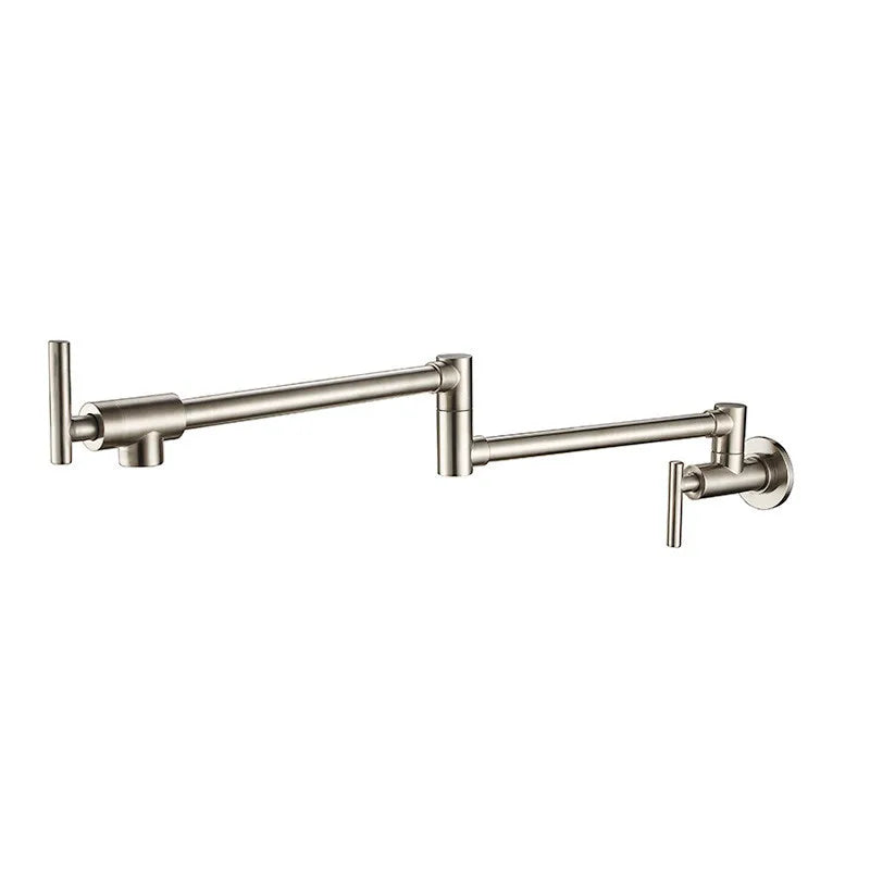 DecorBites™ Brushed Gold Kitchen Pot Filler Faucet Wall Mount Single Cold Foldable Spout