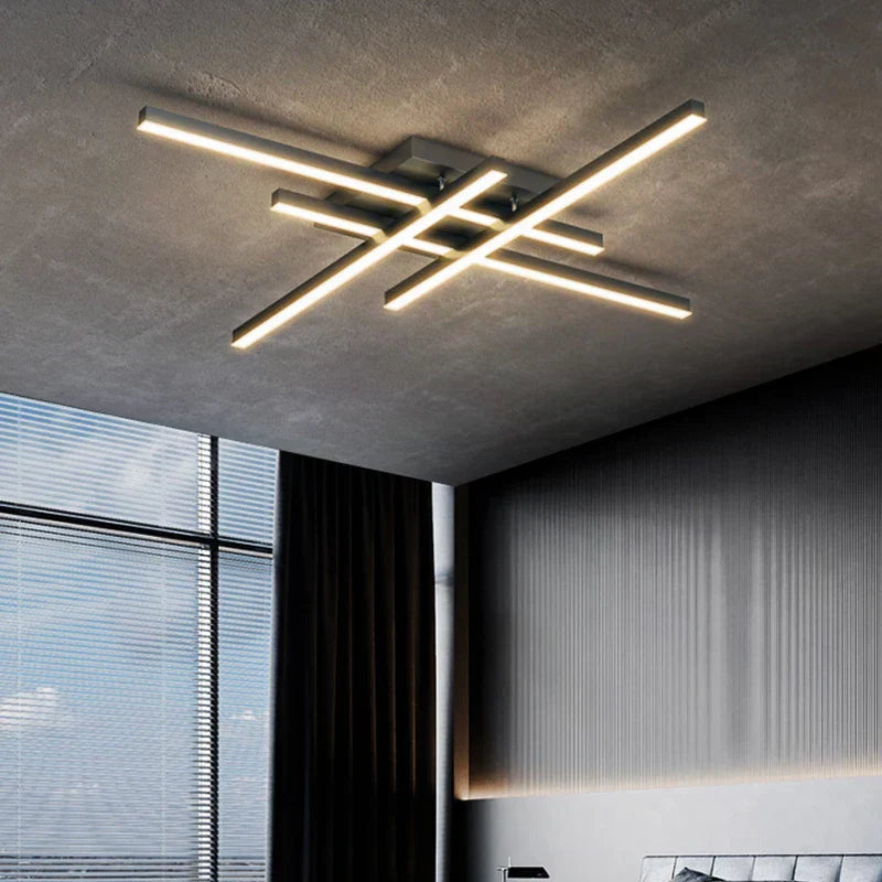 DecorBites™ Gold Black Aluminum LED Chandeliers for Bedroom Dining Living Room Lighting
