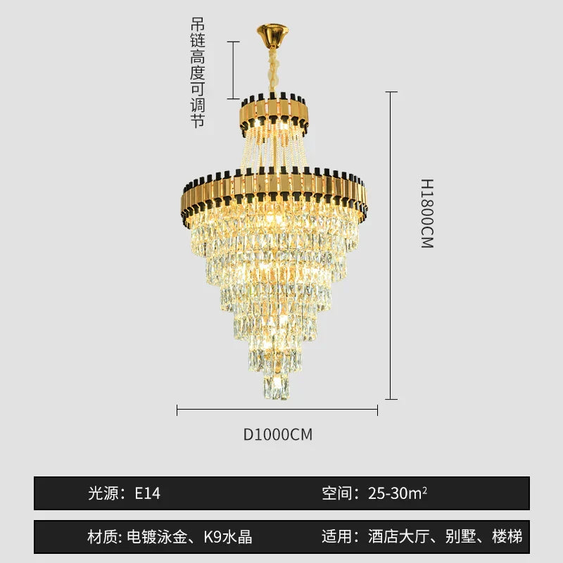 DecorBites™ Crystal Chandelier for Duplex Villa Hotel Club Banquet Hall Engineering Lighting
