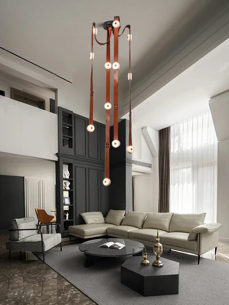 DecorBites™ Leather Marble Ceiling Pendant Lights - Adjustable Hanging Lamp for Dining Room & Bedroom