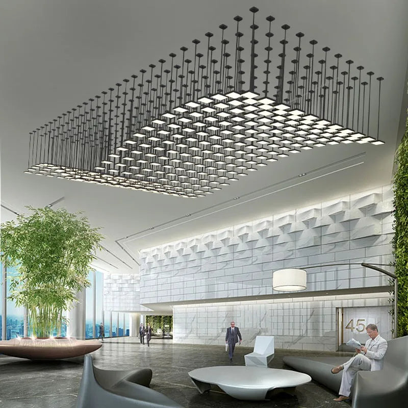 DecorBites™ Acrylic Crystal Hanging Chandelier LED Ceiling Pendant Light for Living Room Lobby Customize Hotel
