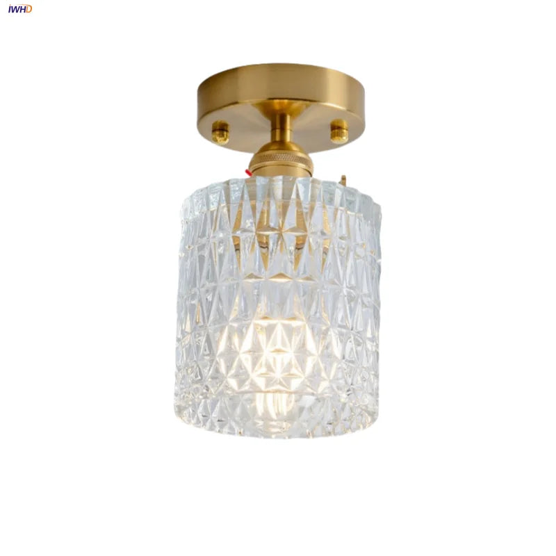 DecorBites™ Clear Glass LED Ceiling Light Fixture Modern Nordic Copper Knob Switch Lamp