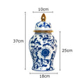 DecorBites™ Blue & White Porcelain Ginger Jar: Retro Tea Caddy Vase Desk Decoration