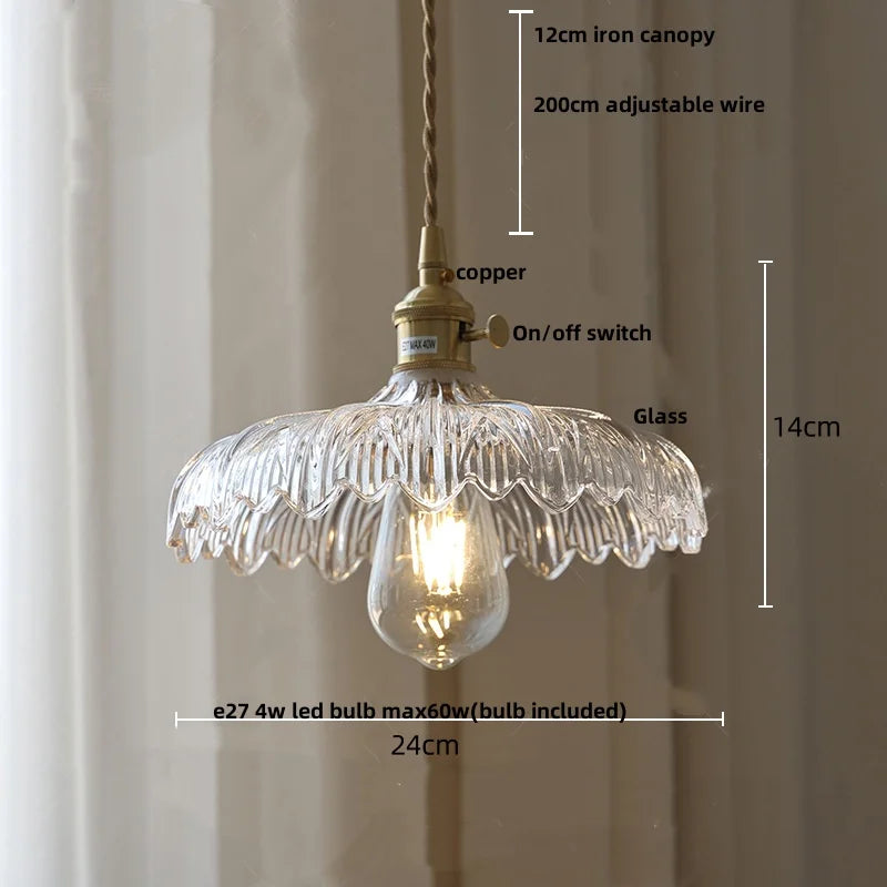 DecorBites™ Clear Glass LED Pendant Lamp Modern Wire Adjustable Hanging Light