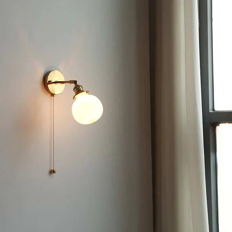 DecorBites™ Clear Glass LED Wall Sconce Pull Chain Switch Modern Bathroom Mirror Light