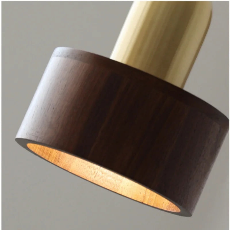 DecorBites™ LED Hanging Lamp Copper Walnut Wood Pendant Light