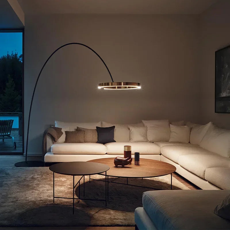 DecorBites™ Grote Dimbare Gouden Koperen Zwarte LED Vloerlamp voor Woonkamer en Hotel
