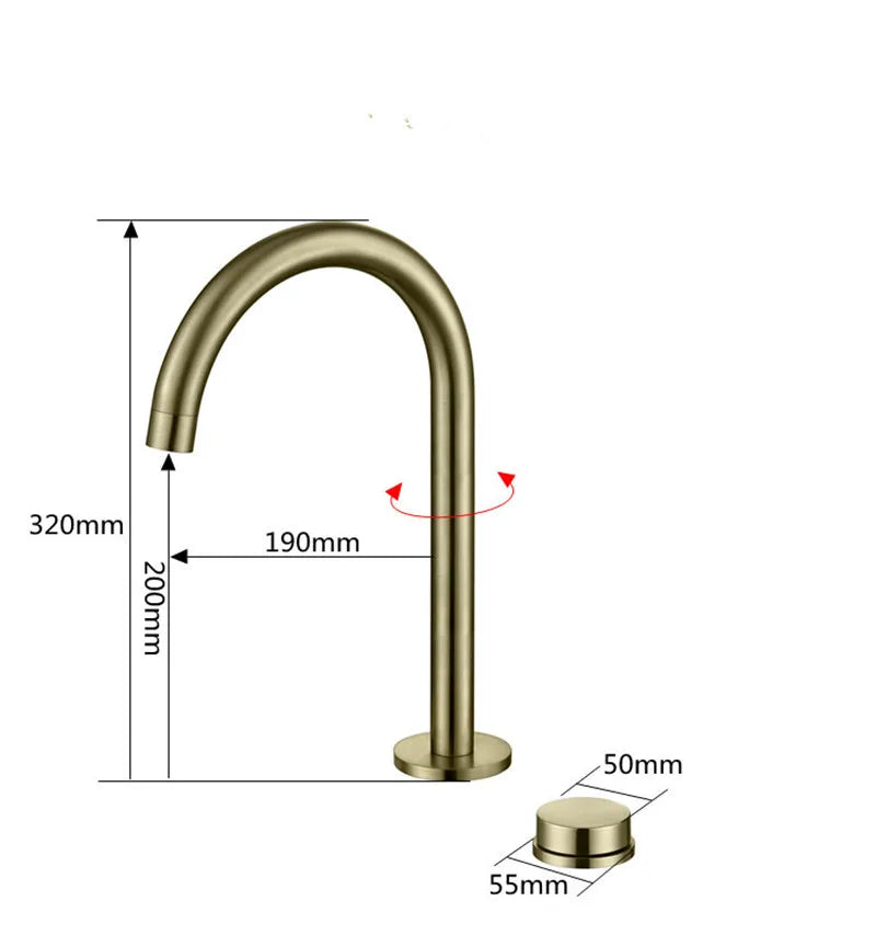 DecorBites™ Brushed Gold Widespread Basin Faucet - Two Hole Bathroom Sink Tap