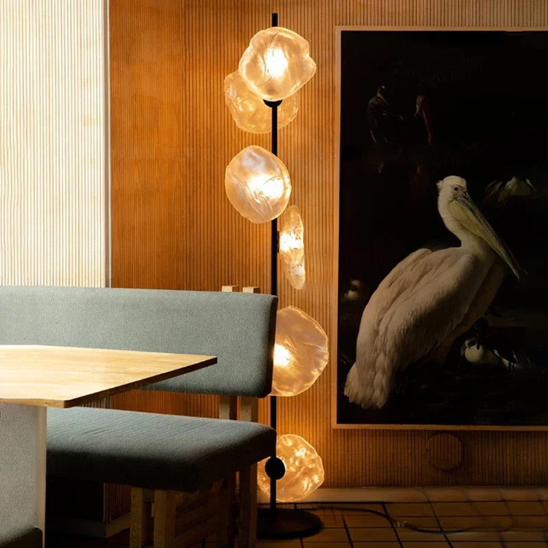 DecorBites™ Glass Shade LED Floor Lamp for Home Decor, Living Room, Bedroom, Minimalist Design