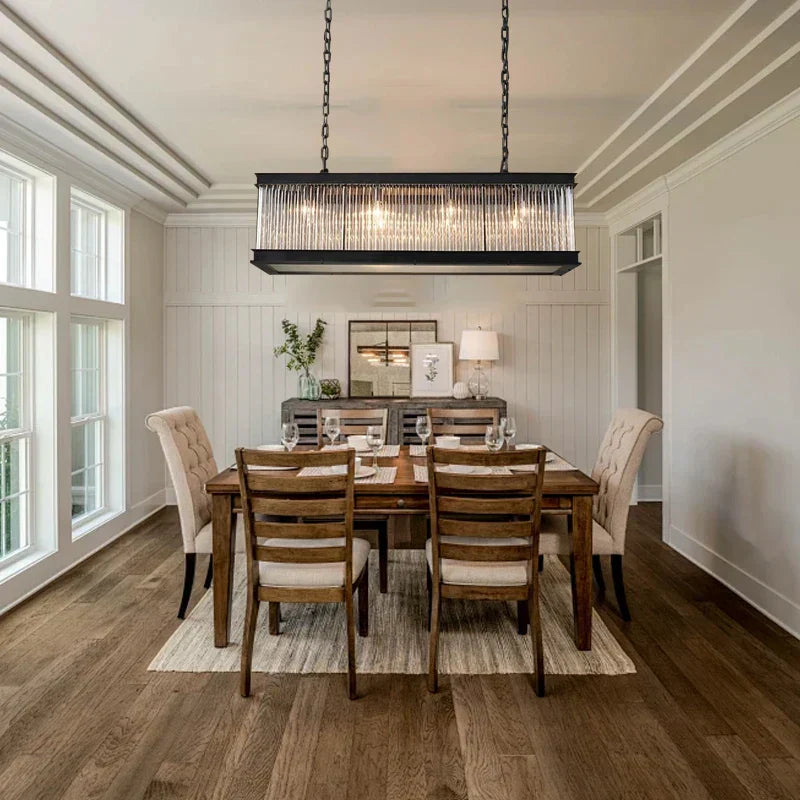 DecorBites™ Kristal Glass Rectangle Pendant Lights - Nordic Classic Dining Table Luminaire