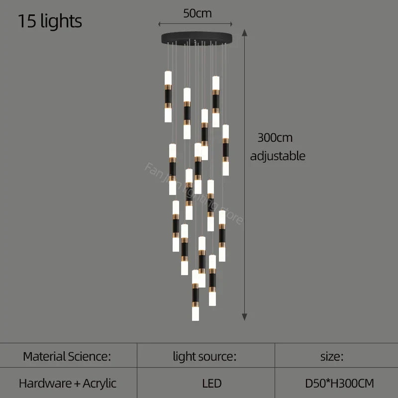 DecorBites™ LED Chandelier Stairway Lamp Dining Table Kitchen Lighting Acrylic Chandelier
