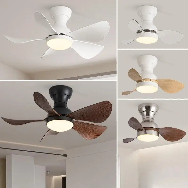 DecorBites™ Low Floor DC Motor Ceiling Fan with Remote Control, 32W, Modern Black White, 220V 110V