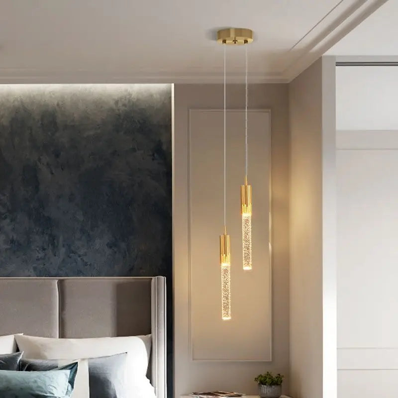 DecorBites™ Bubbles Crystal Pendant Light: Nordic Modern Hanging Lamp for Bedroom & Living Room
