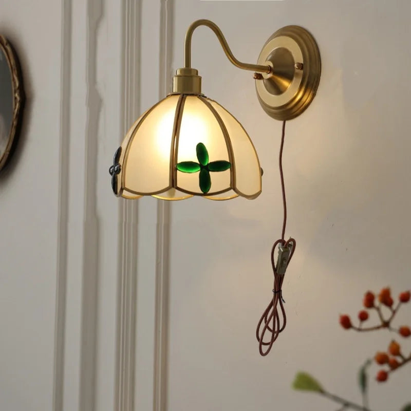 DecorBites™ Glass Brass Wall Sconce LED Light Fixture for Dining Living Room