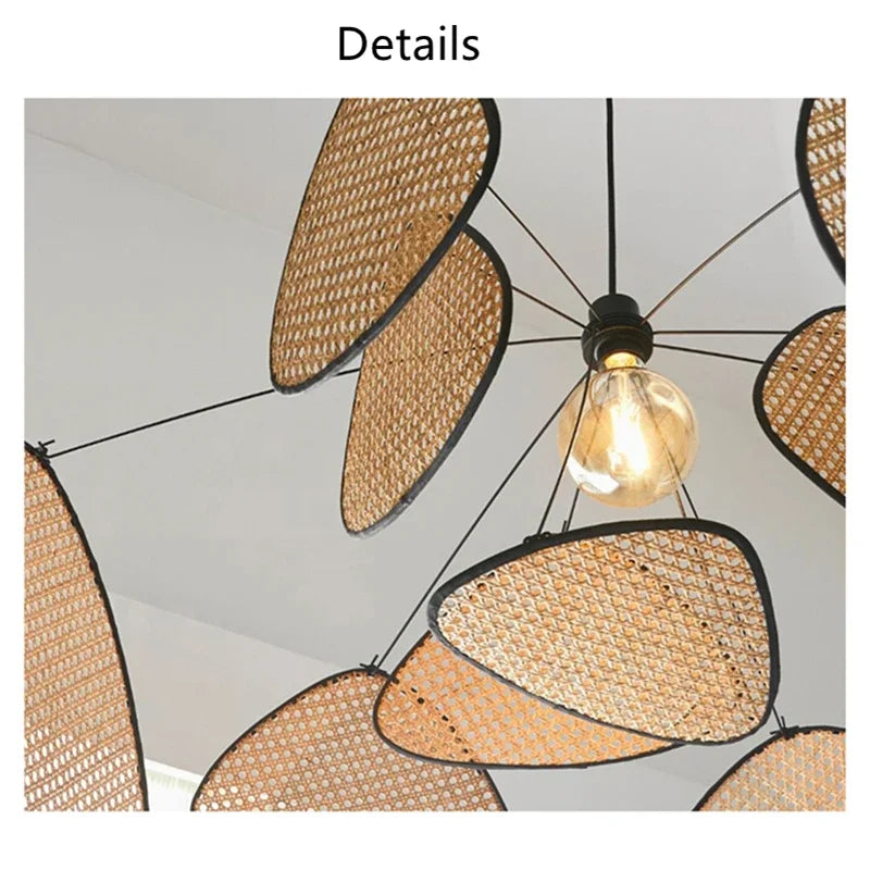 DecorBites™ Black Rattan Ceiling Chandelier for Indoor Lighting Decor