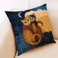 DecorBites™ Cat Design Linen Pillowcase 45x45cm for Home Decor and Cushion Covers