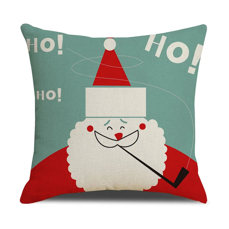 DecorBites™ Christmas Cartoon Animal Linen Pillowcase: Deer, Bear, & More for Festive Home Decor
