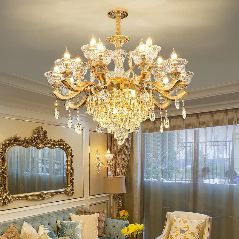 DecorBites™ Crystal Luxe Pendant Lamp: Elegant European Style for Living Room and Restaurant