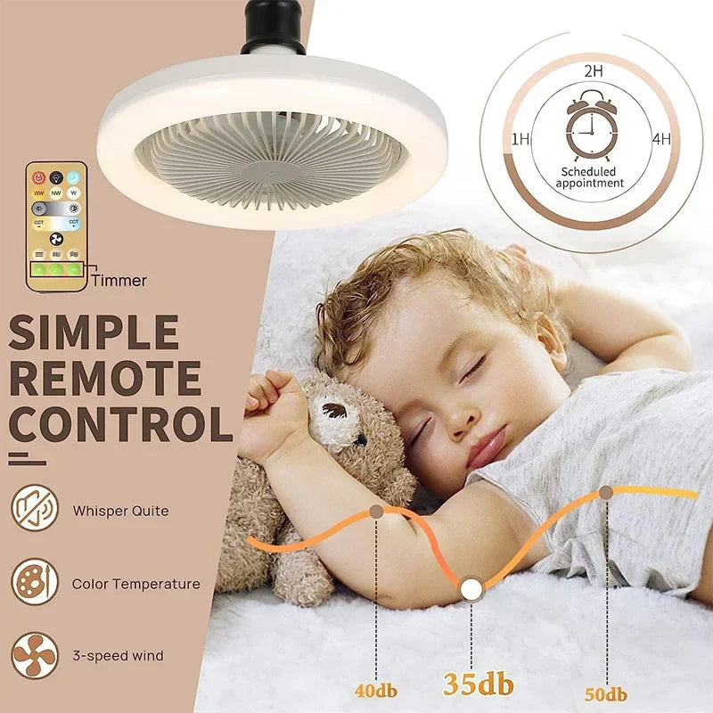 DecorBites™ Ceiling Fan + Lighting with Remote Control for Bedroom Home, Silent Operation