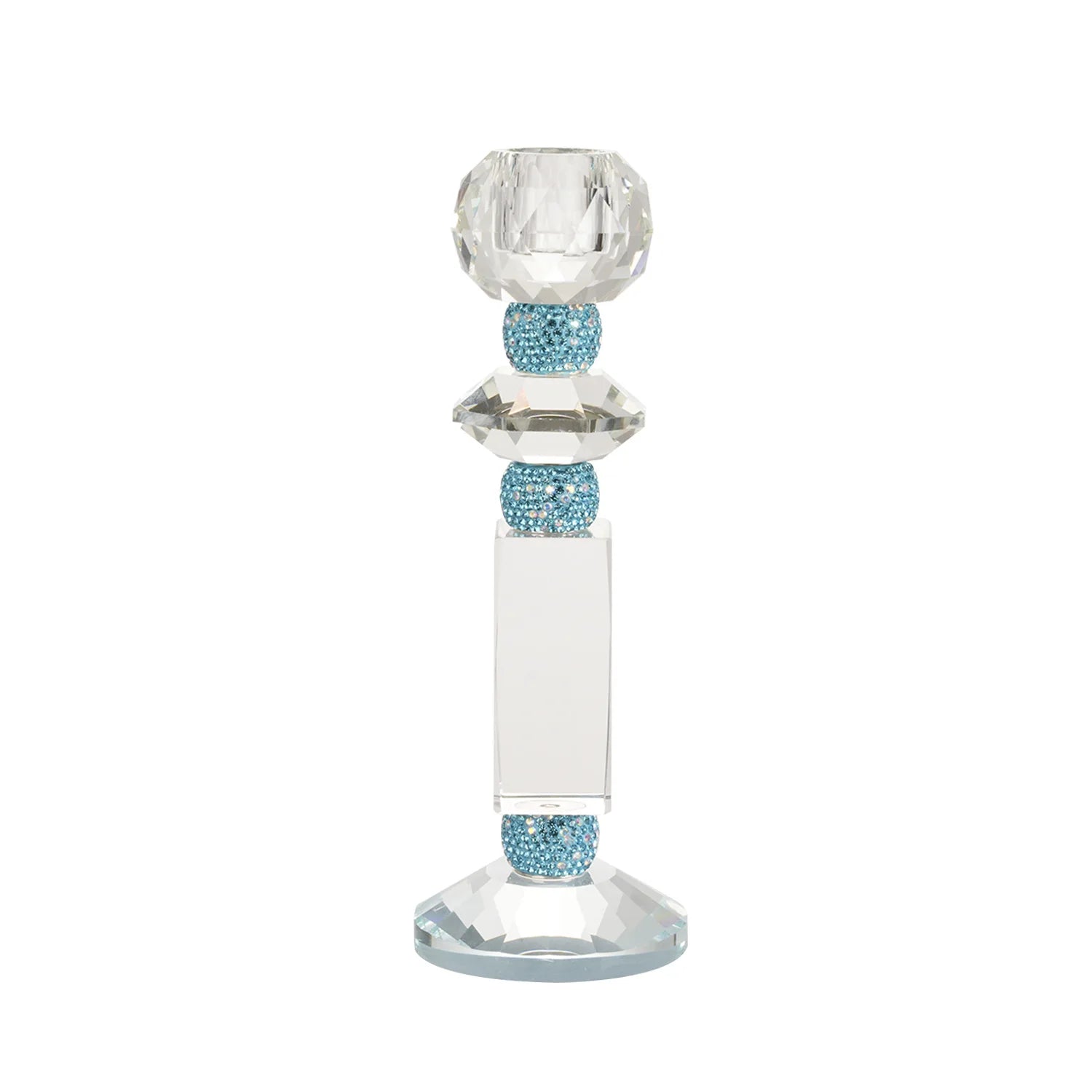 DecorBites™ Blue Diamond Crystal Glass Candle Holder Candelabrum