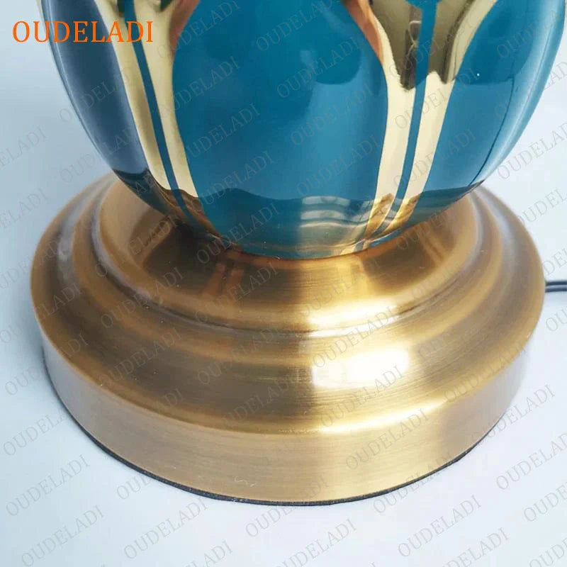 DecorBites™ Blue Ceramic Table Lamp | Post Modern American Style | Bedroom Living Room Lighting