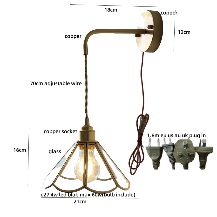 DecorBites™ Copper Adjustable LED Wall Light with Pull Chain Switch