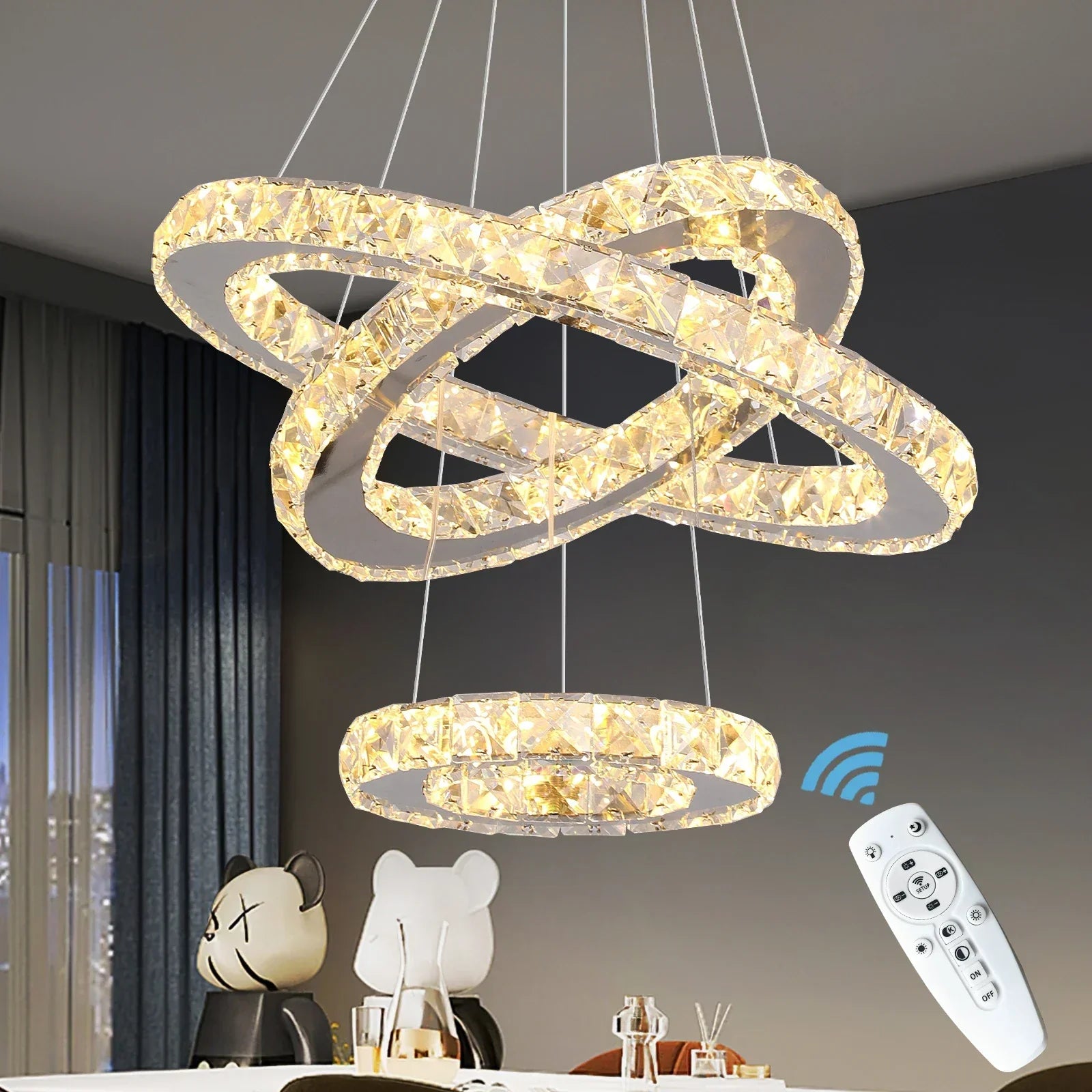 DecorBites™ Crystal Chandelier LED Pendant Lighting for Living Room