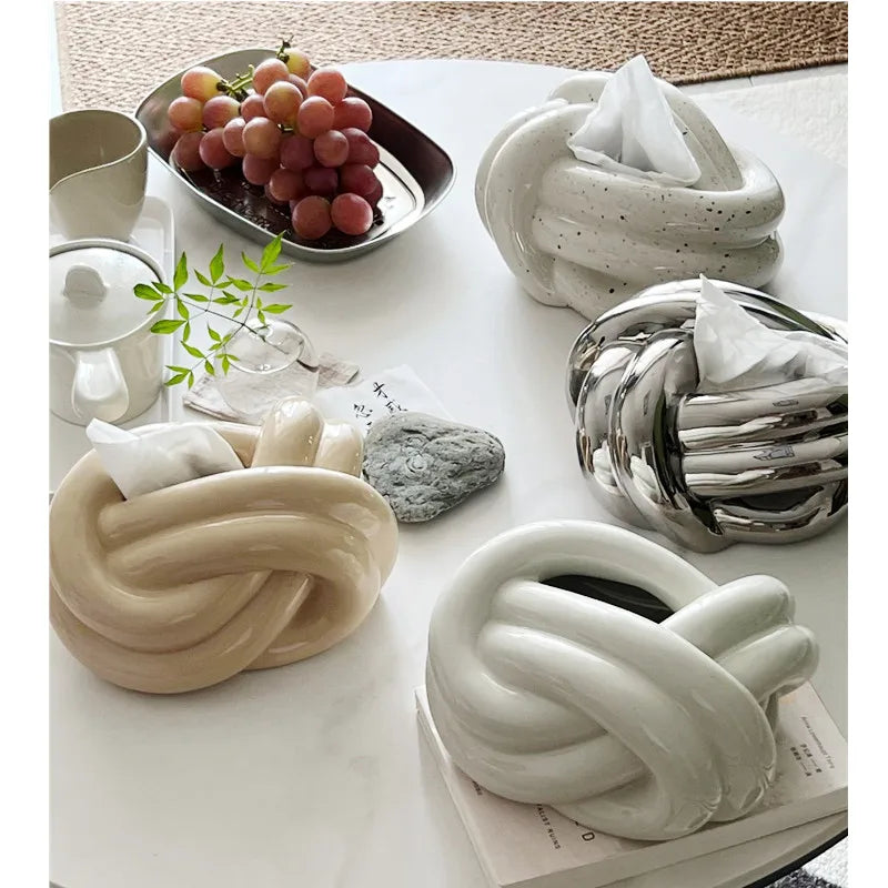 DecorBites™ Ceramic Desktop Storage Paper Towel Holder & Tissue Box Organizer