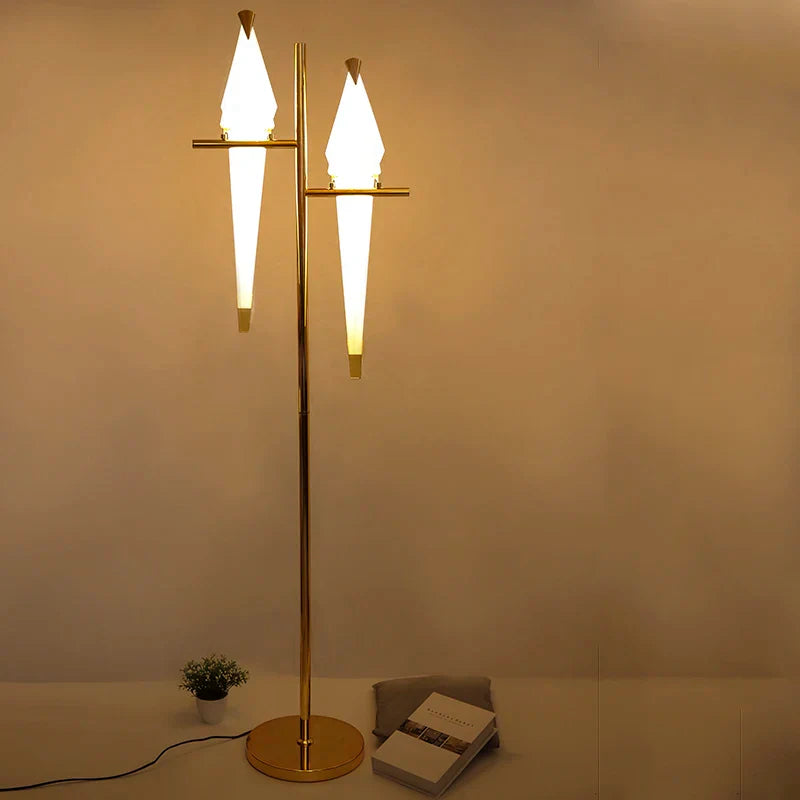 DecorBites™ Gold Origami Bird Floor Lamp: Modern Home Decor and Reading Light