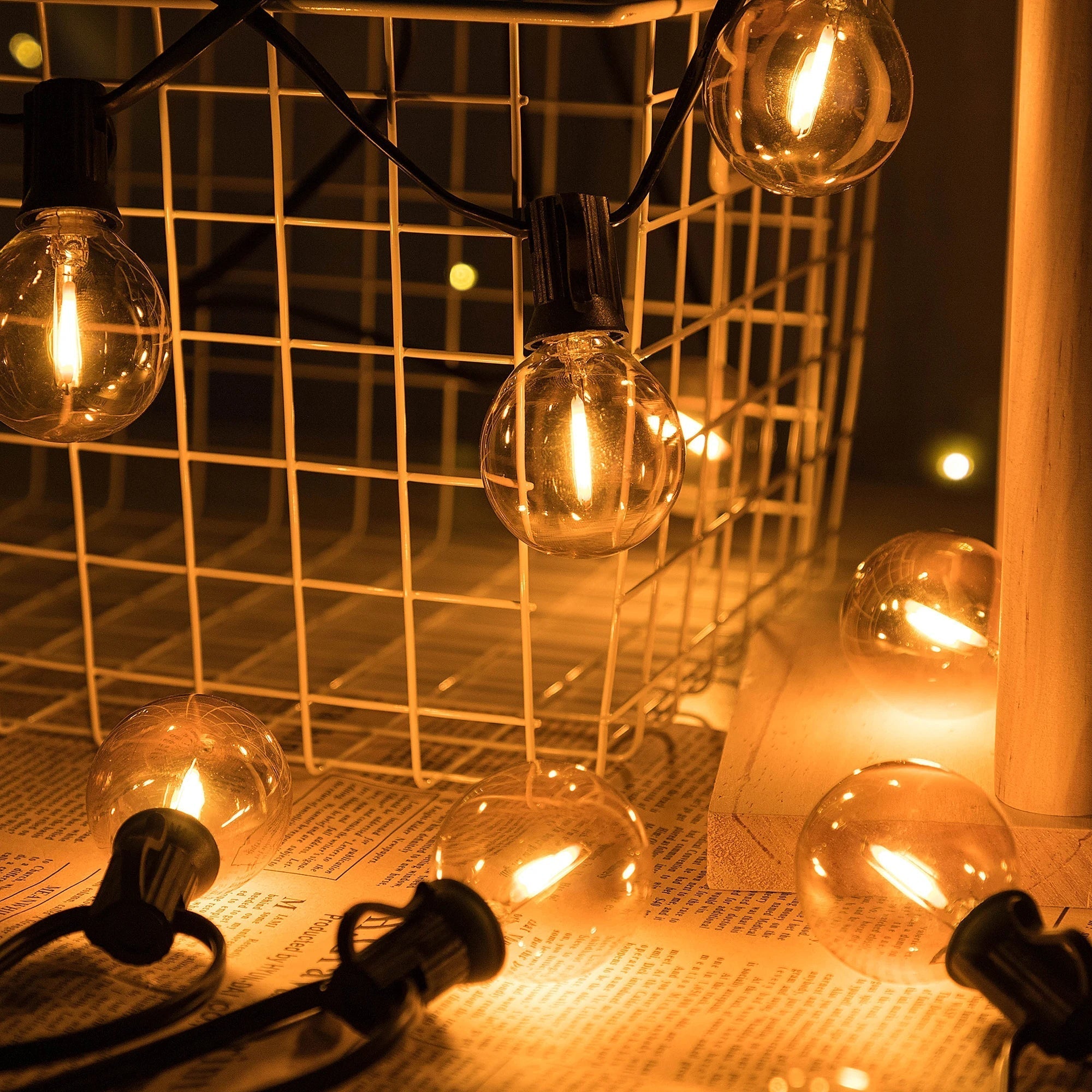DecorBites™ Amber Glass Bulb Dimmable LED String Lights Connectable for Party Wedding Decor