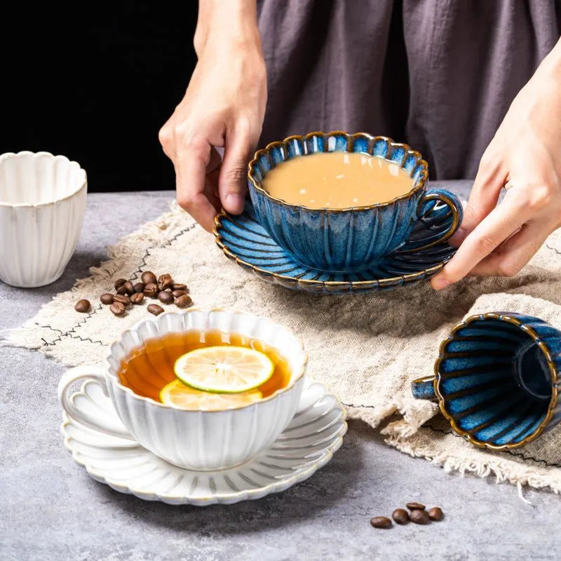 DecorBites™ Ceramic Afternoon Tea Cup Set for Breakfast Lemon Tea Milk Coffeeware