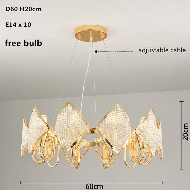 DecorBites™ Crystal Chandelier Pendant Light: Elegant Modern Luxury for Living Room Decor