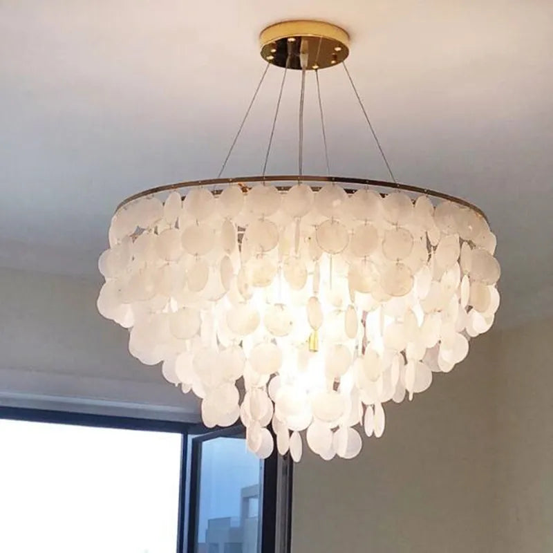 DecorBites™ Gold Shell Chandelier Lanterns for Living Room, Restaurant, and Bedroom