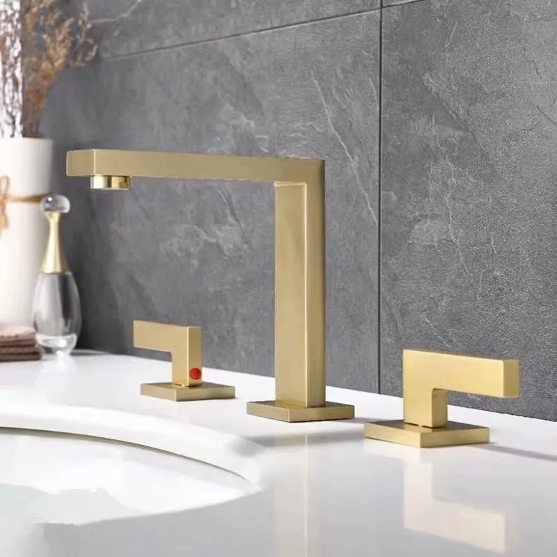 DecorBites™ Brass Black Basin Faucet | Antique Waterfall Sink Faucet | Hot & Cold 3-Hole Faucet