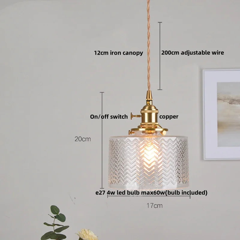 DecorBites™ Clear Glass LED Pendant Lamp Modern Wire Adjustable Hanging Light