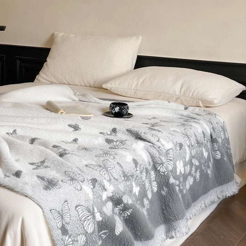 DecorBites™ Butterfly Jacquard Imitation Mink Fur Warm Blanket